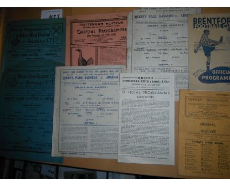 Arsenal 1940s Away Football Programmes: Includes 43/44 QPR, 44/45 Orient, 45/46 Wolves West Ham. The ones mentioned are good 