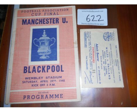 1948 FA Cup Final Pirate Football Programme: Manchester United v Blackpool pirate by Ross with no team changes but does have 