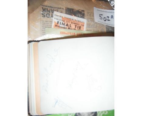 West Ham 1960s Autograph Book + Memorabilia: Book from the early 60s includes Bobby Moore + Geoff Hurst with their old autogr