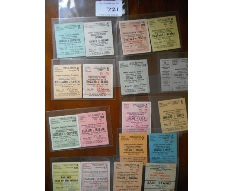 England 1950s Football Tickets: Includes 1953 Rest of the World, Hungary, 1957 Rep of Ireland, 1959 England v Young England a