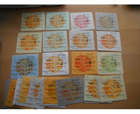 Wolverhampton Wanderers 1970s Home Unused Football Tickets: Mint condition tickets including 72/73 Orient LC, 73/74 Chelsea +