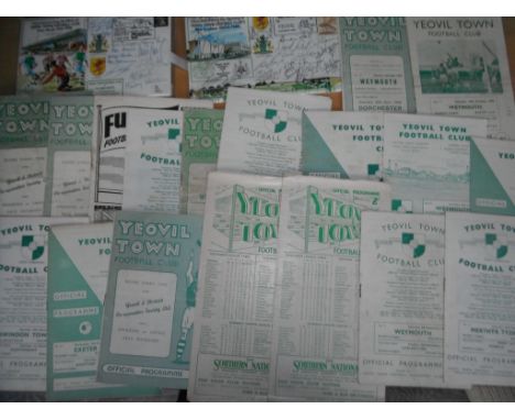 Yeovil Town Home Football Programmes: Includes 51/52 Weymouth League + Cup, 58/59 Southend FA Cup, plus 5 more from the 50s +