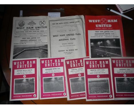 West Ham Home Youth Football Programmes: Includes from 1957 Final v Man Utd, Semi v Sheff Wed and 5th round v Arsenal. From 1