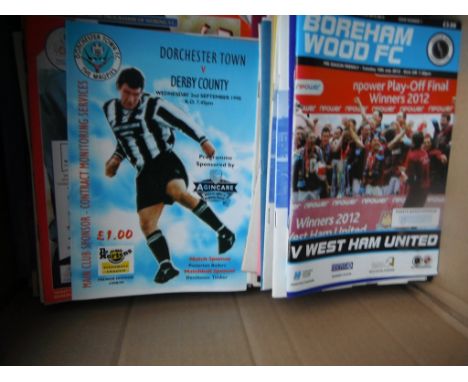 Non League v League Football Programmes: Both FA Cup and friendlies mainly modern in excellent condition. (est 150+)