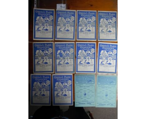 34/35 QPR Reserve Home Football Programmes: Single cards for Luton Football League Southern Challenge Cup and Southampton Lon