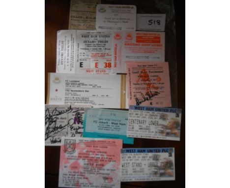West Ham Home Football Tickets: Includes unused 80/81 Dynamo Tblisi, 15/16 Lusitans, 89/90 League Cup Semi Final, 98/99 Coven