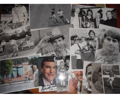 West Ham Signed Football Photo Collection: Press photos with some stamped to rear hand signed by West Ham players either play