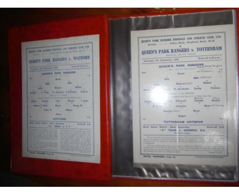 43/44 QPR Complete Home Football Programmes: 15 Football League South  plus the 3 London Cup matches v Arsenal, Luton + Orien