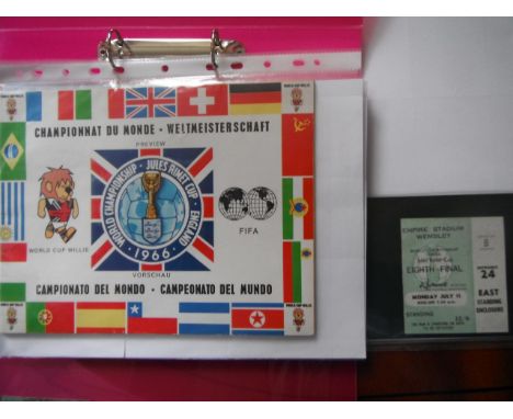 1966 World Cup Programmes + Ticket: Green coloured ticket to opening match England v Uruguay plus programmes for tournament a
