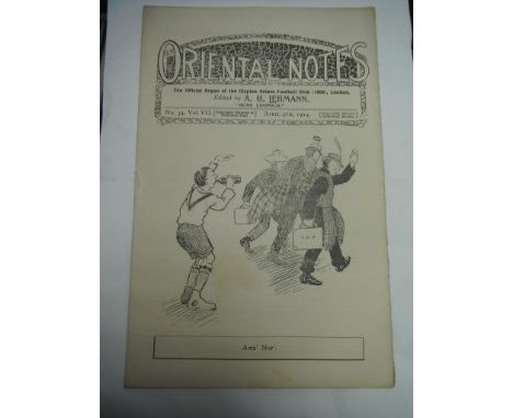 1913/1914 Clapton Orient v QPR Football Programme: Just pre first world war dated 4/4/1914 in near mint condition with no tea
