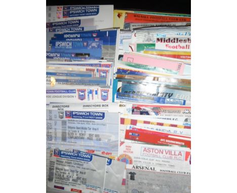 Ipswich Town Football Ticket Collection: From the 80s onwards with 110 away and 65 home tickets in good condition. (175)