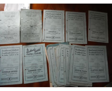 Southend United 46/47 Complete Of All Matches Football Programmes: Every match played at The Stadium during this season inclu