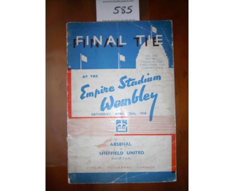 1936 FA Cup Final Football Programme: Arsenal v Sheffield United has split spine and folding. No team changes. Easy repair.