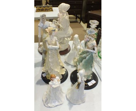 Two Royal Worcester figurines, 'Mother's Love', 22cm, 'New Born', 17cm and other figures and ornaments.