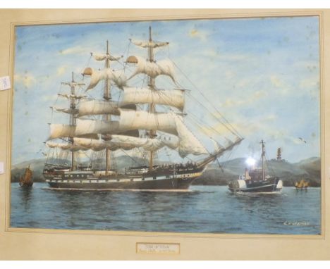 George R Wiseman, 'Star of India', a signed watercolour, 37 x 55.5cm, titled on mount.