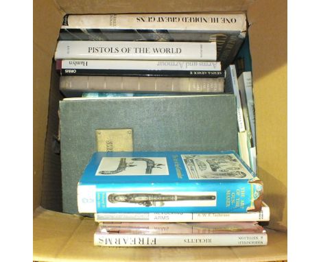 A collection of twenty-four reference books on firearms, arms and armour, including Claude Blair 'Pistols of the World', Serv