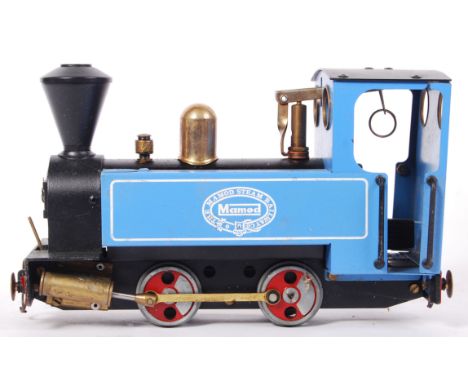 An original vintage Mamod Live Steam Railway Locomotive. In blue, within the original box (tatty box). With burner.