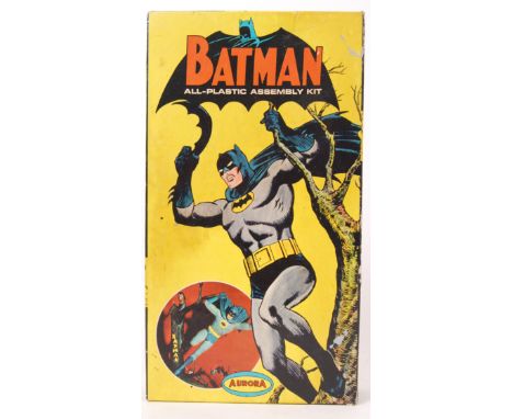 A rare vintage 1966 Aurora ' Batman All Plastic Assembly Kit' model kit. Unmade, within the original box. Contents bagged.