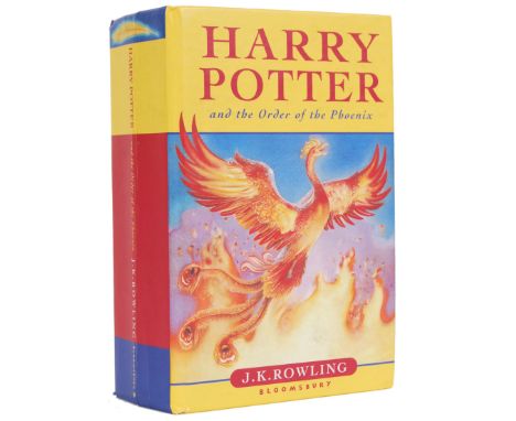 A Harry Potter and The Order Of The Phoenix hardcover first edition book. Hand signed to the title page by author JK Rowling.