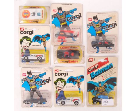 A collection of 8x vintage Corgi and Corgi Juniors boxed diecast Batman models. Comprising of: Penguinmobile, Batbike (natura