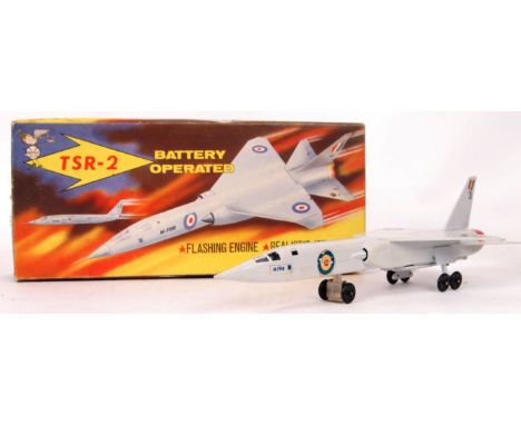 A scarce Marx Toys TSR-2 Battery Operated toy plane with 'Flashing Engine &amp; Realistic Jet Noise.' Within a good original 
