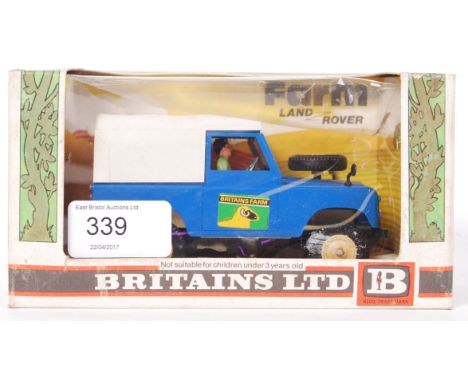 A vintage Britains made diecast model Farm Land Rover 9571, contents appear mint within the original box.