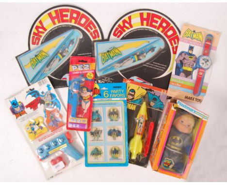 A collection of assorted vintage Batman boxed / carded items. Comprising of: a 1970's Plastimarx Batman Doll figure, a Marx T