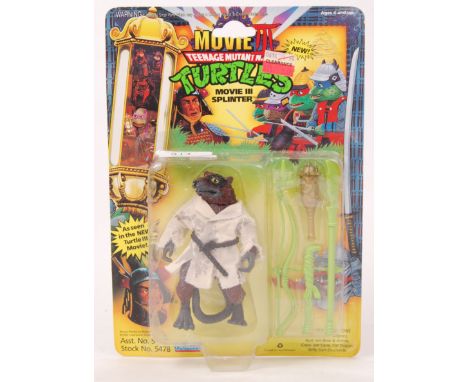 An original vintage Playmates Teenage Mutant Ninja Turtles 'Movie III' carded 13 back action figure of Splinter. The figure s