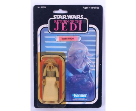 An original vintage Star Wars carded action figure ' Squidhead .' 77 back Return Of The Jedi Card, by Kenner. Flat card, the 