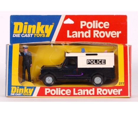 An original vintage 1970's Dinky Toys diecast model 277 Police Land Rover. From an ex-shop-stock collection. Contents mint, w