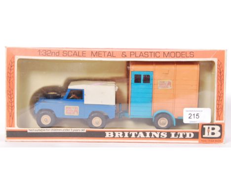 A vintage 1973 Britains Farm diecast model 9573 Land Rover & Horse Box. Within the original box.