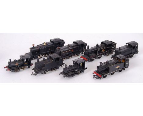 A collection of 8x 00 gauge railway trainset locomotives - all unboxed - all in black livery, comprising of: 51212 kit loco, 
