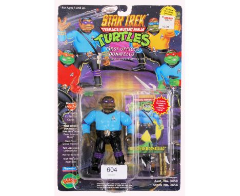 An original vintage 1990's Playmates made Teenage Mutant Ninja Turtles Star Trek 'First Officer Donatello' carded action figu