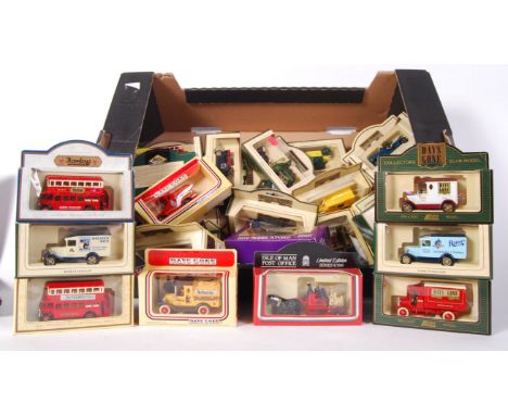 A large collection of approx 30x vintage Lledo diecast models - mostly all advertising related. Cars, wagons, buses, steam et