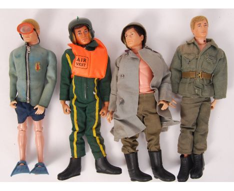 A collection of 4x original vintage Palitoy made Action Man figures - most appearing good condition, all with hands, to inclu