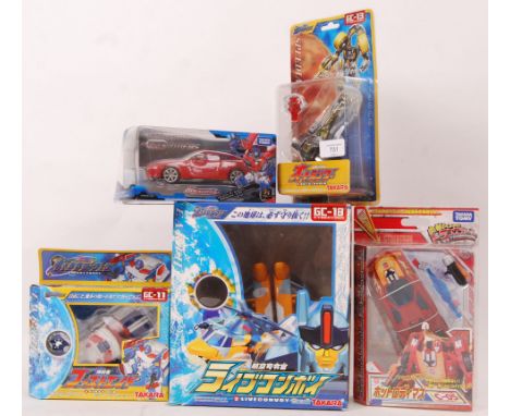 A collection of 5x assroted Takara Tomy Japanese import Transformers toys. All with boxes, to include; Autolander, Cybertron,