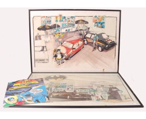 A collection of memorabilia relating to the famous 1989 Austin-Rover Metro and Batman advertising campaign. Comprising of two