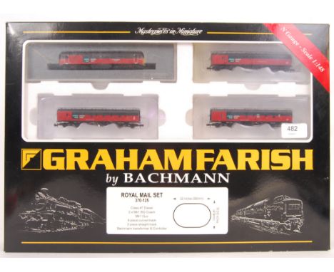 An original Graham Farish by Bachmann N Gauge model railway train set. Royal Mail Set 370-125 to include class 47 Diesel Loco