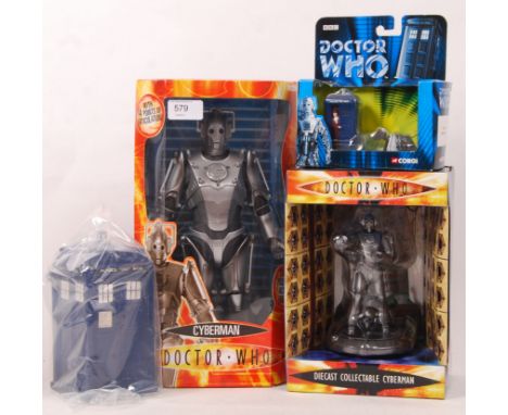 A collection of Doctor Who related items, comprising of; A Corgi diecast set TY96102, Diecast Collectable Cyberman, a TARDIS 