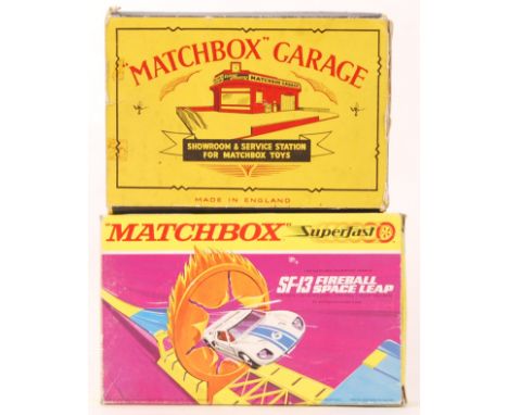 Two boxed vintage Matchbox Lesney sets - the first being Matchbox Garage Showroom & Service Station set (incomplete) and a Ma