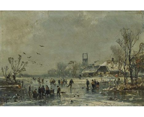   Adolf Stademann  Adolf Stademann   1824 München - 1895 ebenda      Winterlandschaft mit Schlittschuhläufern    L. u. monogr