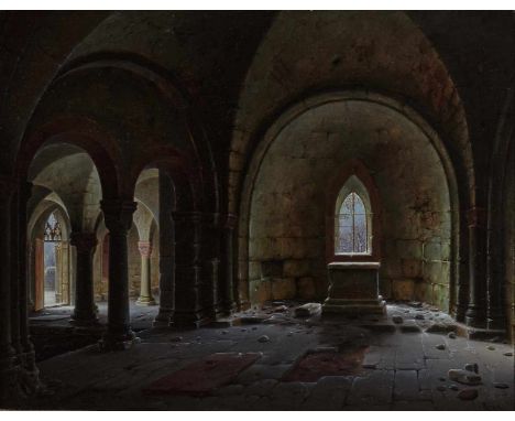   Wilhelm Steuerwaldt  Wilhelm Steuerwaldt   1815 Quedlinburg - 1871 ebenda      Ruine einer Krypta im Winter    R. u. ligier