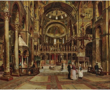   Arturo Ferrari  Arturo Ferrari   1861 Mailand - 1932 ebenda      Im Inneren der Basilica di San Marco, Venedig    R. u. sig