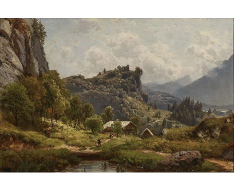   Josef Schoyerer  Josef Schoyerer   1844 Berching - 1923 München      "Bei Oberaudorf im Oberinnthal"    R. u. signiert. Rüc
