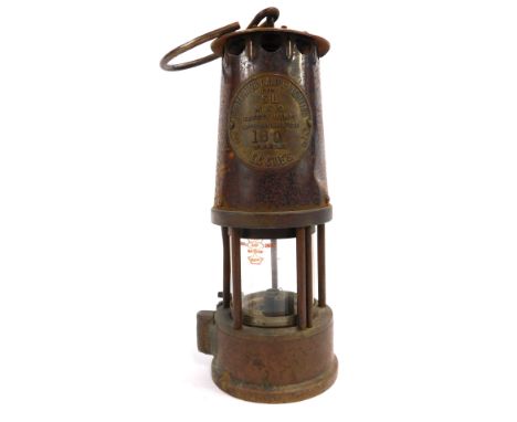A Protector Lamp &amp; Lighting Company Eccles mining lamp, No 180, 23cm high. 