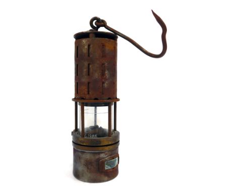 A LBIA miners lamp, No BF8 83, with swing handle, 25cm high.