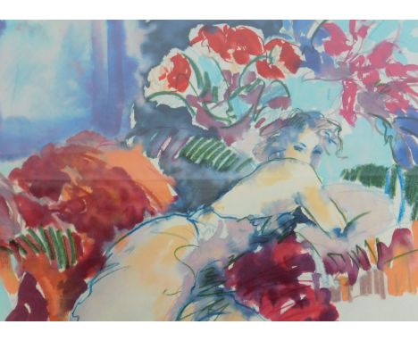 After Nitza Falantz (21stC School). Figures and flowers, limited edition signed print, 37/350, signed and titled in pencil to