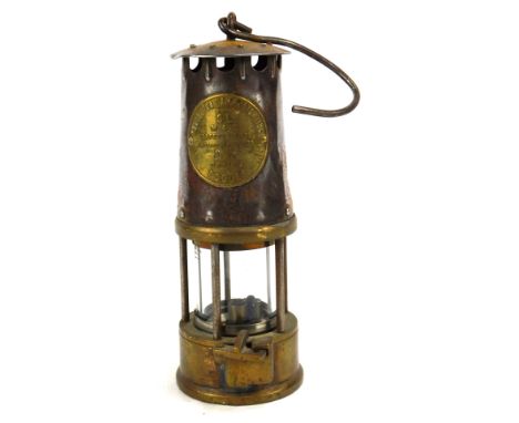 A Protectors Lamp &amp; Lighting Eccles miners lamp, Type SL, No 8N, with swing handle, 23cm high.