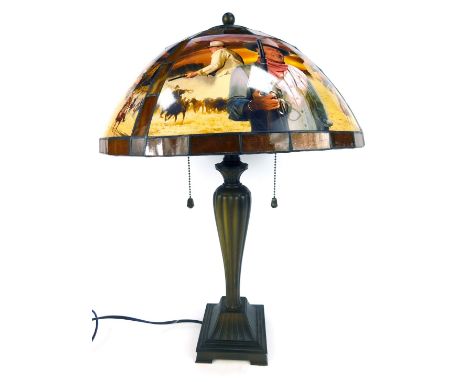 A Bradford Edition The Duke stained glass lamp, for John Wayne, for certificate of authenticity, 52cm high.