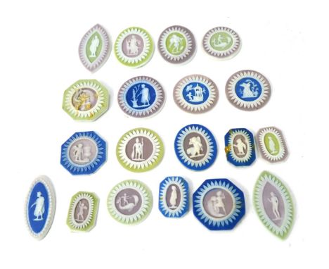 A group of Wedgwood jasperware and other jasperware, pendant and ring mounts. 